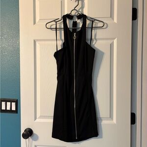 Free People Black Mini Dress with Zipper Detail